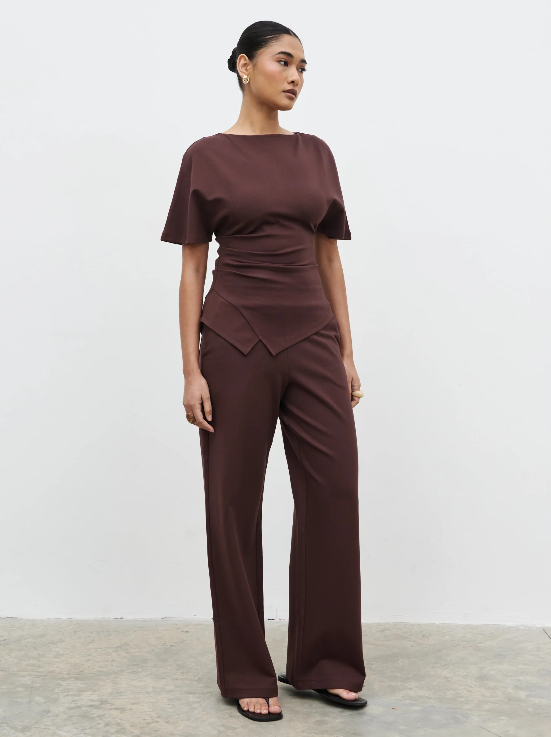 Marni Pleated Jersey Top - Brown - Image 2
