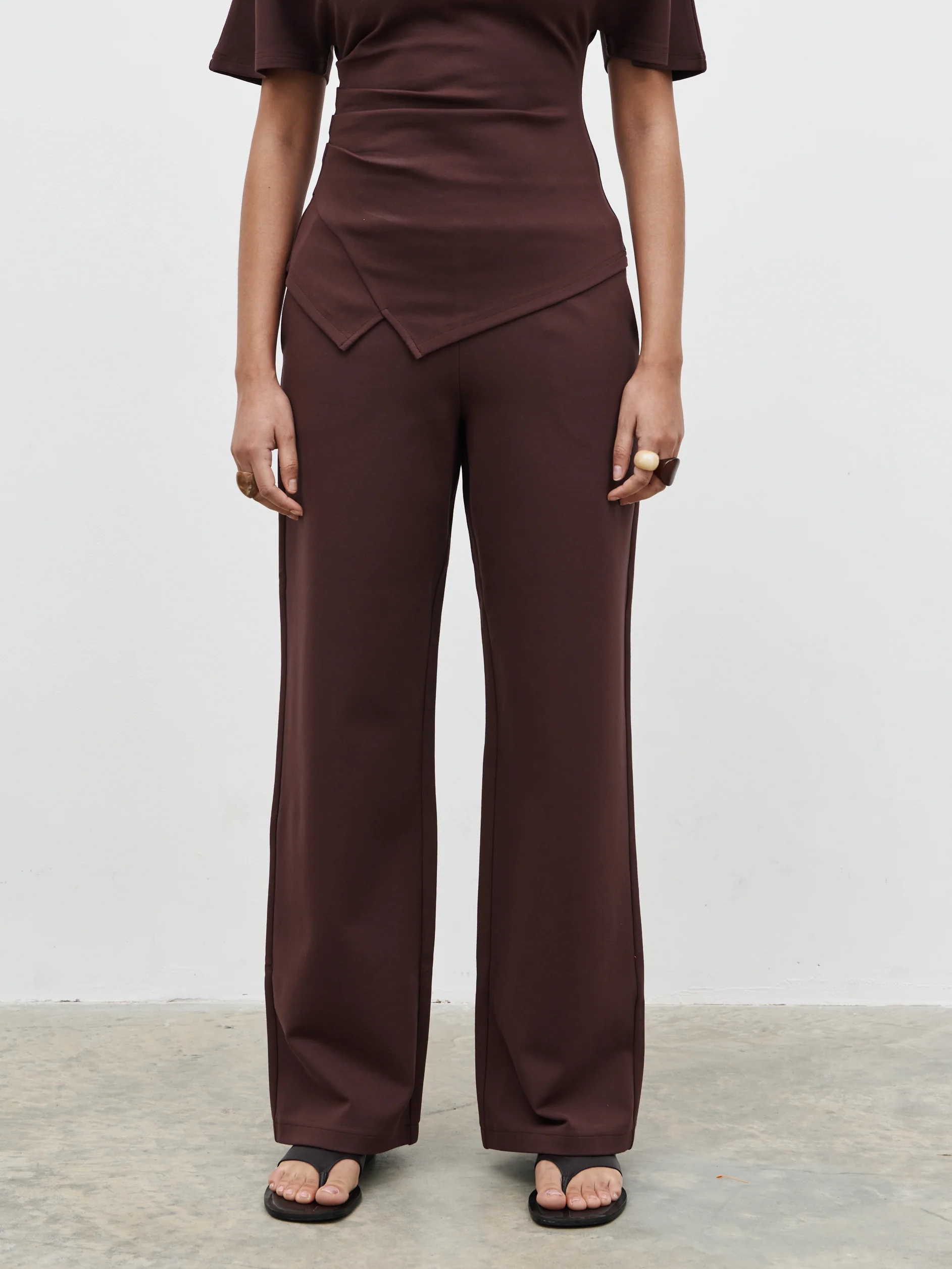 Marni Straight Leg Jersey Trousers - Brown - Image 2