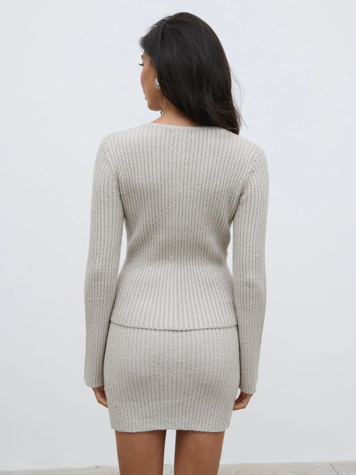 Melissa Fine Tape Knit Cardigan - Taupe - Image 5