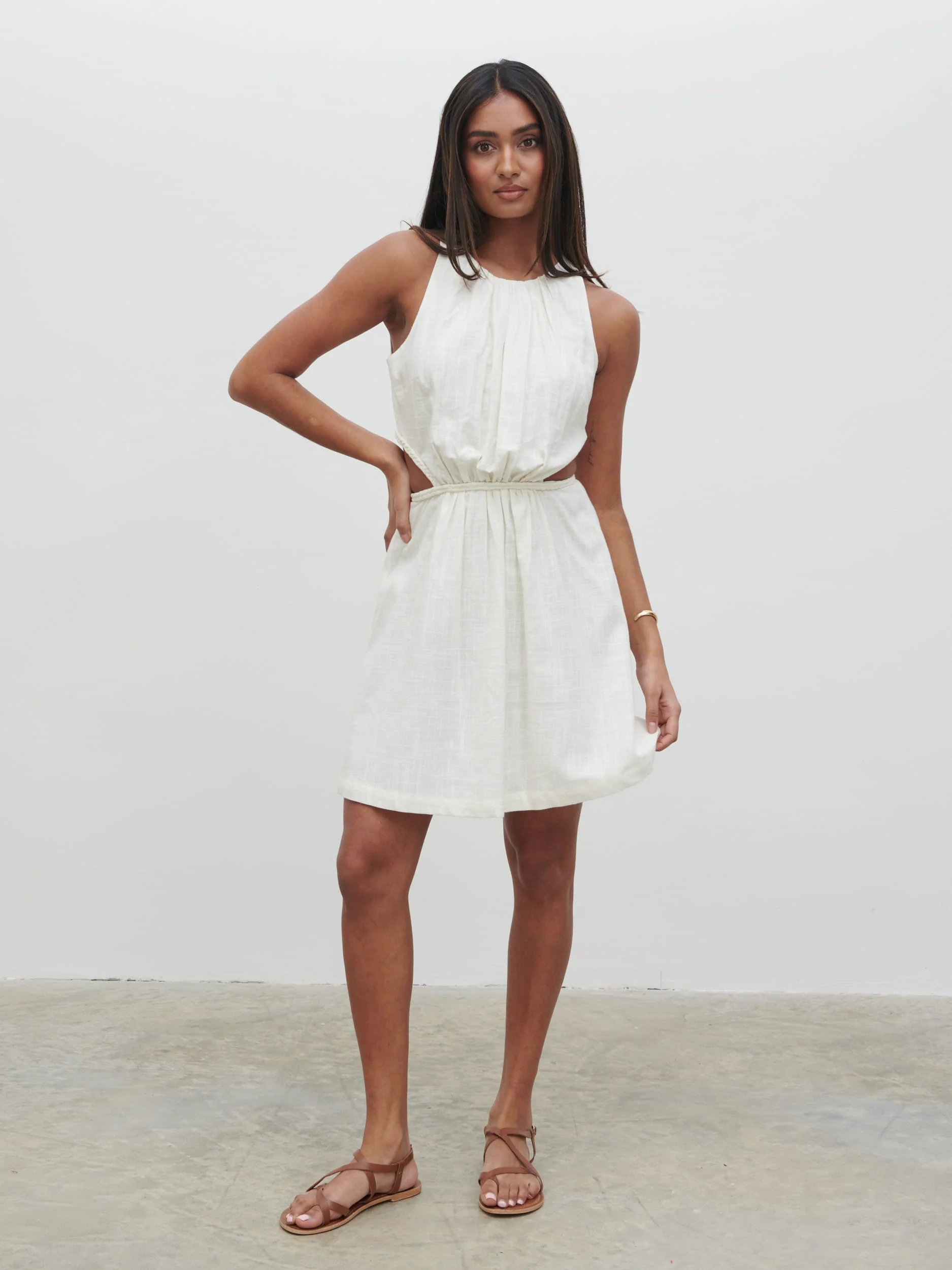 Melody Cut Out Mini Dress - Cream - Image 3