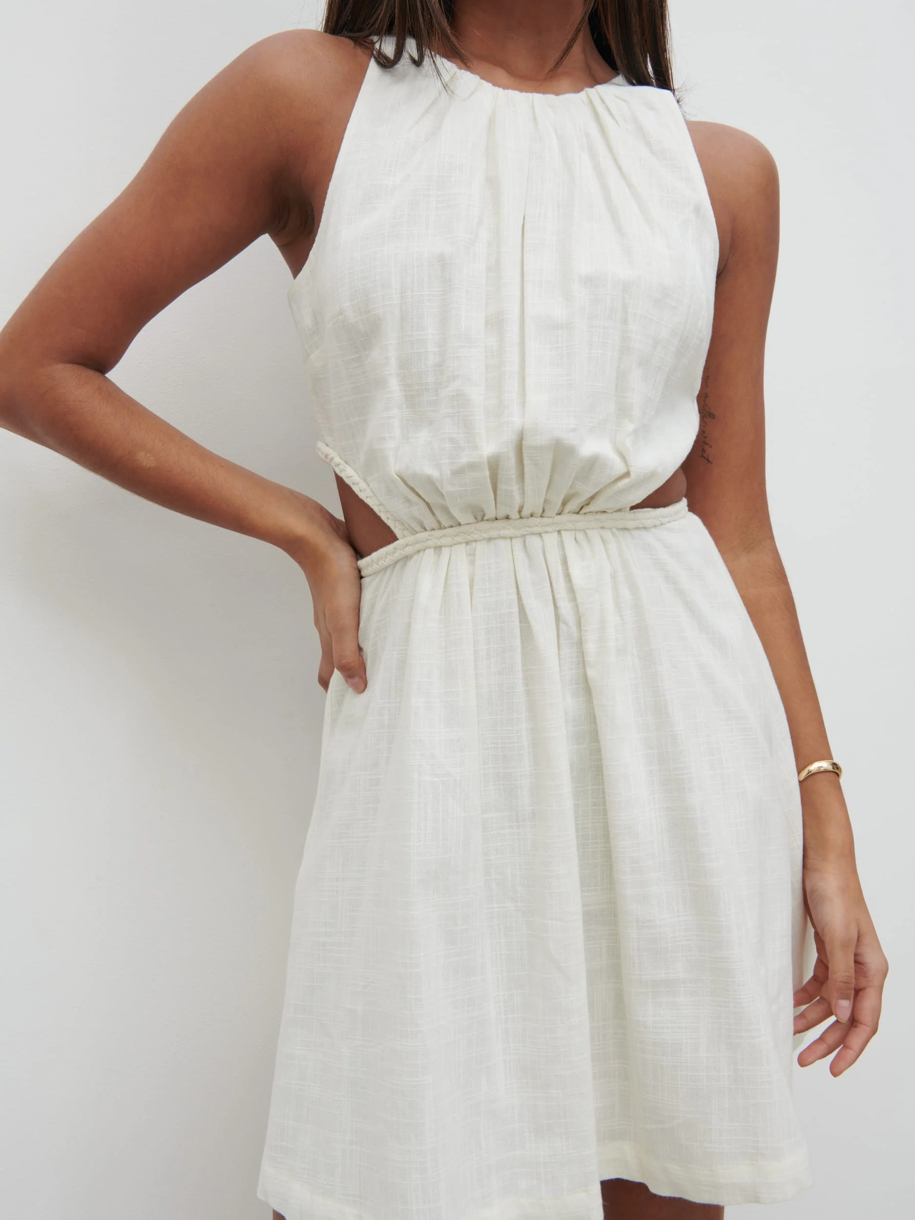 Melody Cut Out Mini Dress - Cream - Image 4