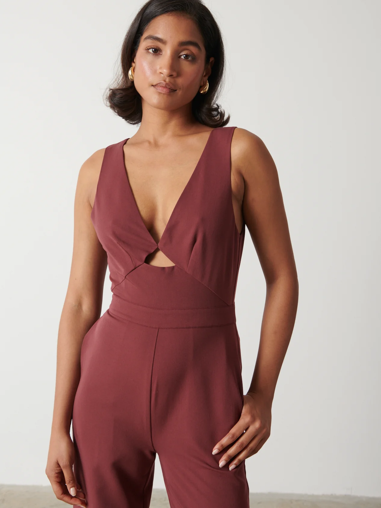 Miley Tie Back Jumpsuit - Wine - Image 3