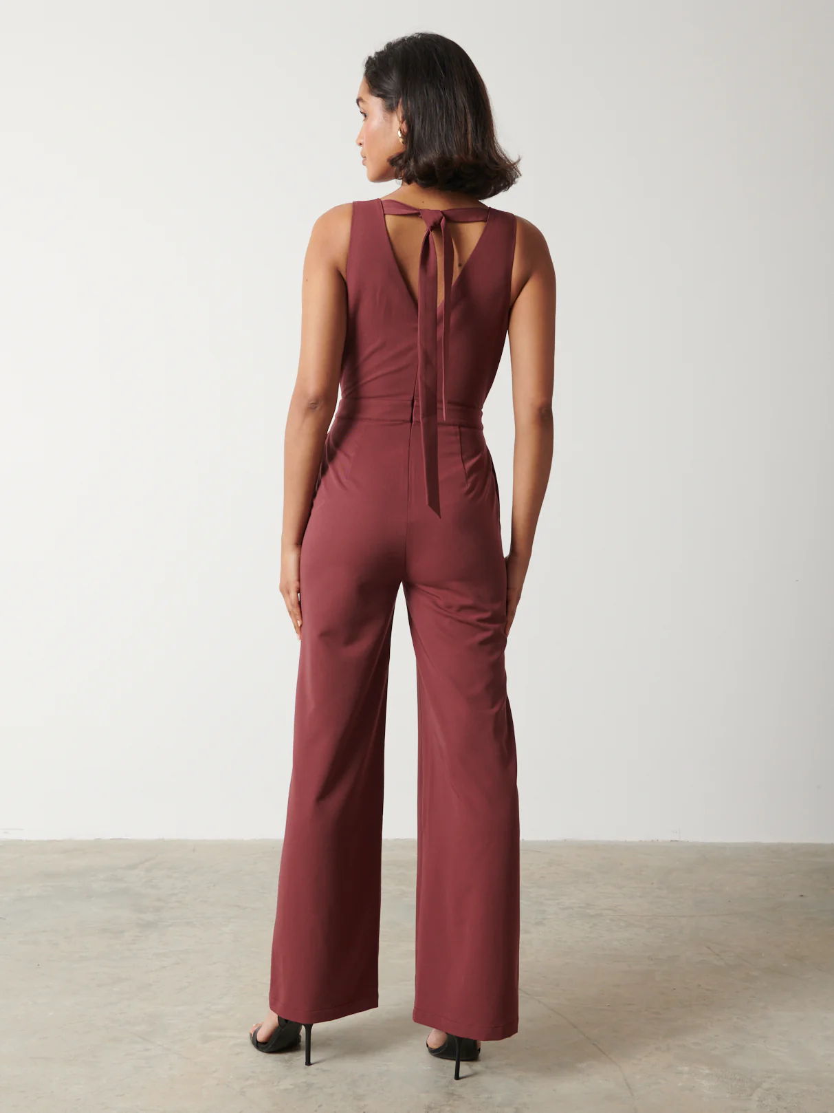 Miley Tie Back Jumpsuit - Wine - Image 4