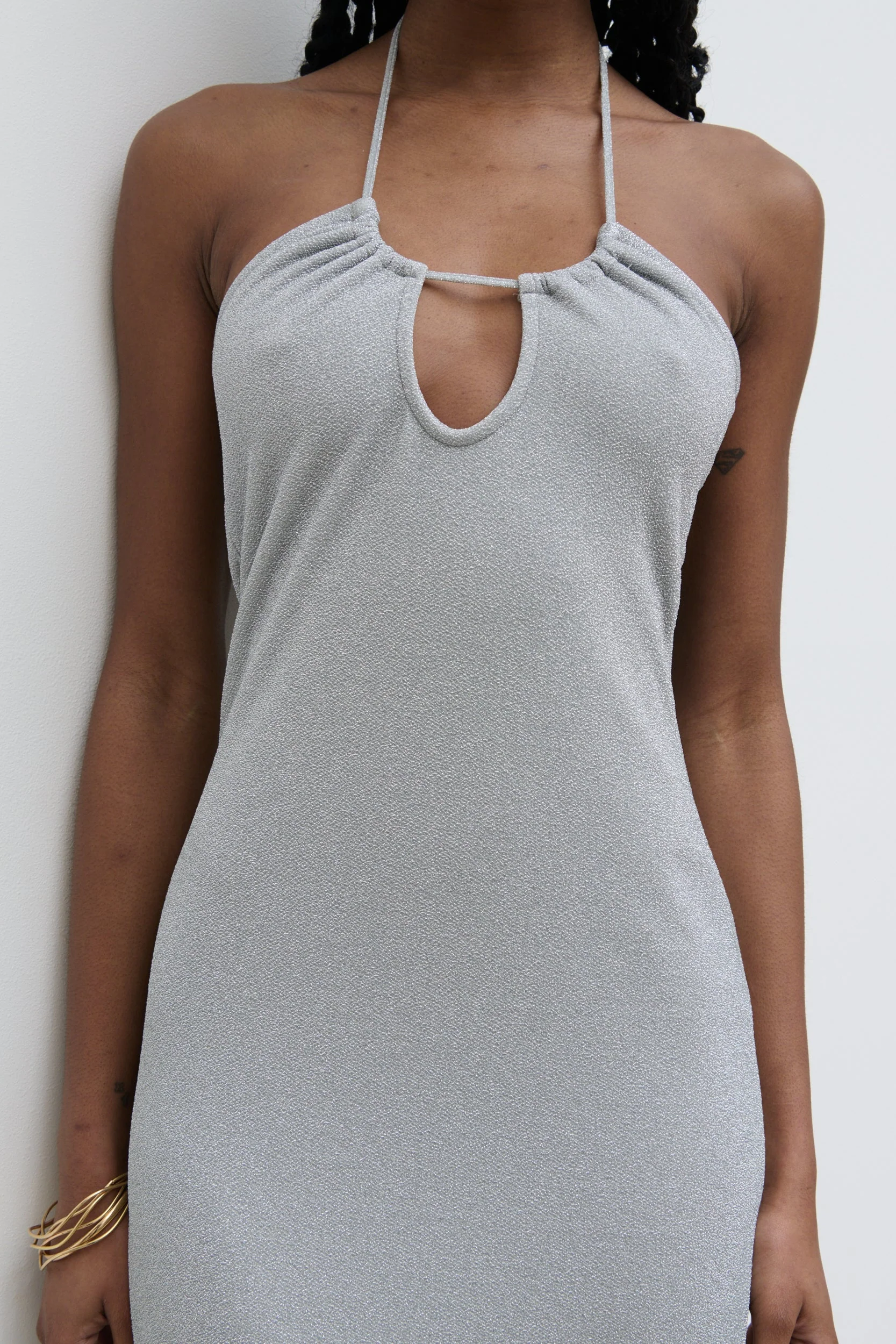 Myka Shimmer Jersey Slip Dress - Silver - Image 5
