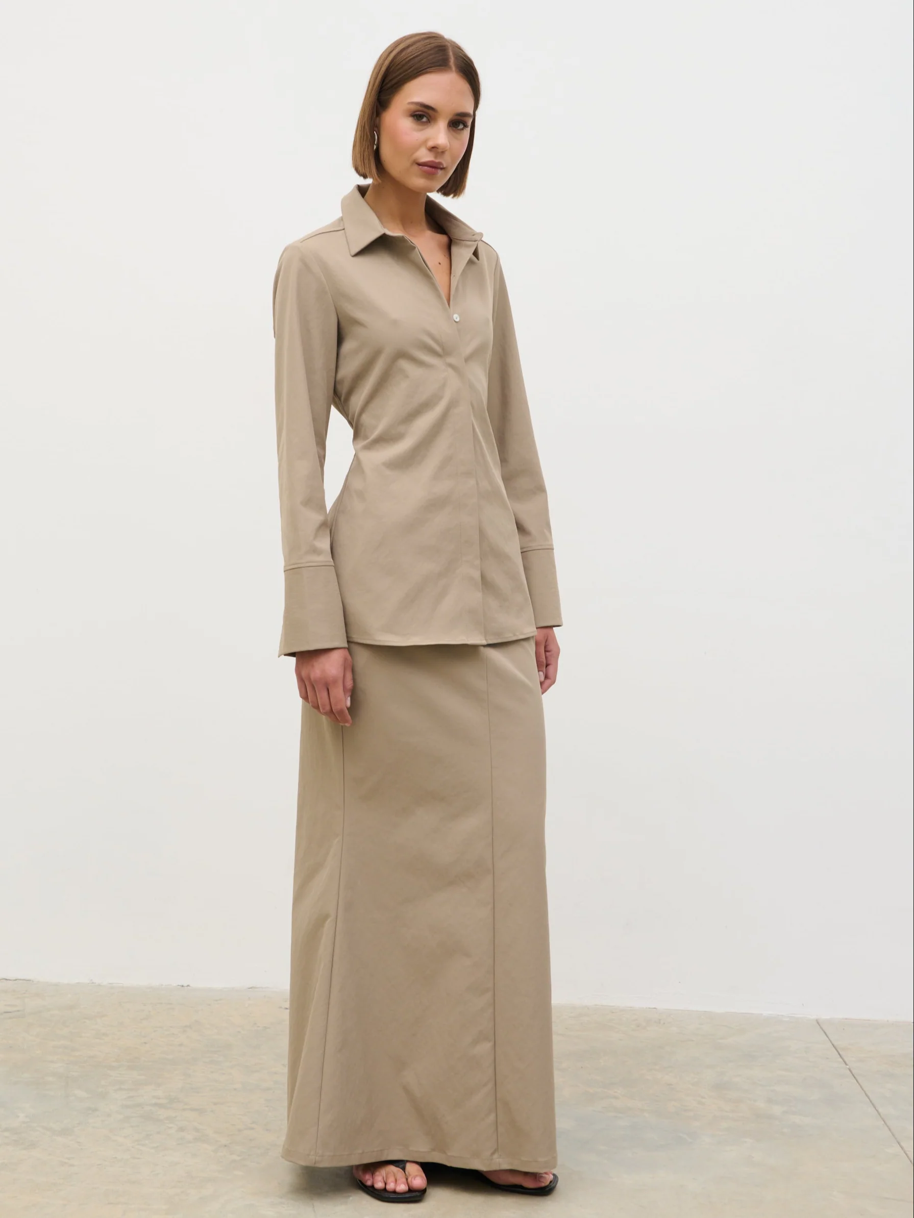 Myley Cinched Shirt - Taupe - Image 6