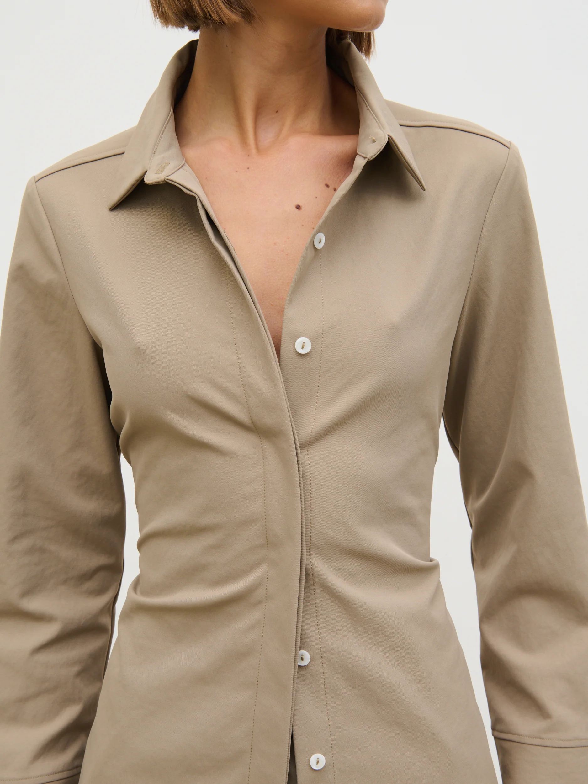 Myley Cinched Shirt - Taupe - Image 7