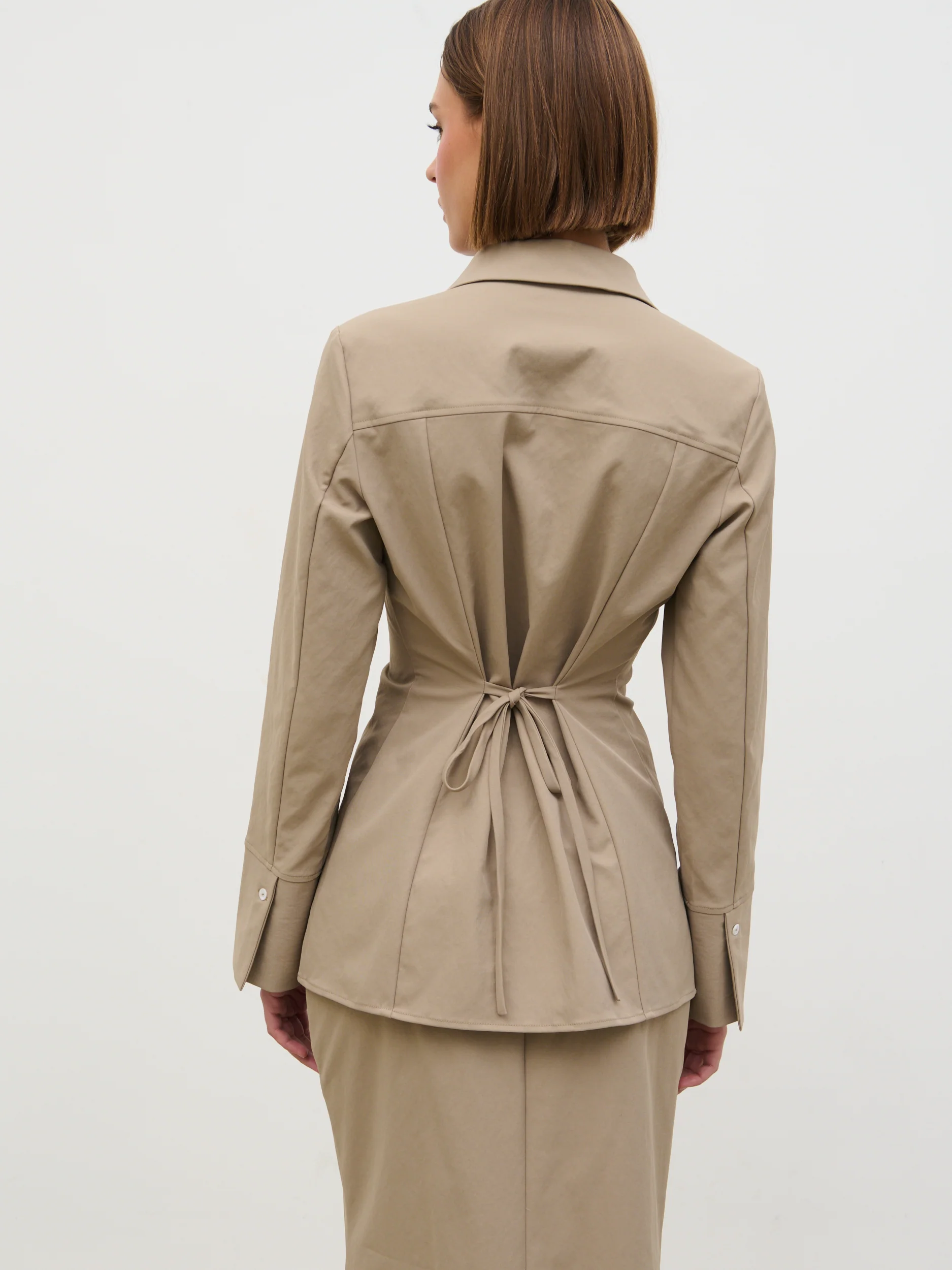 Myley Cinched Shirt - Taupe - Image 8