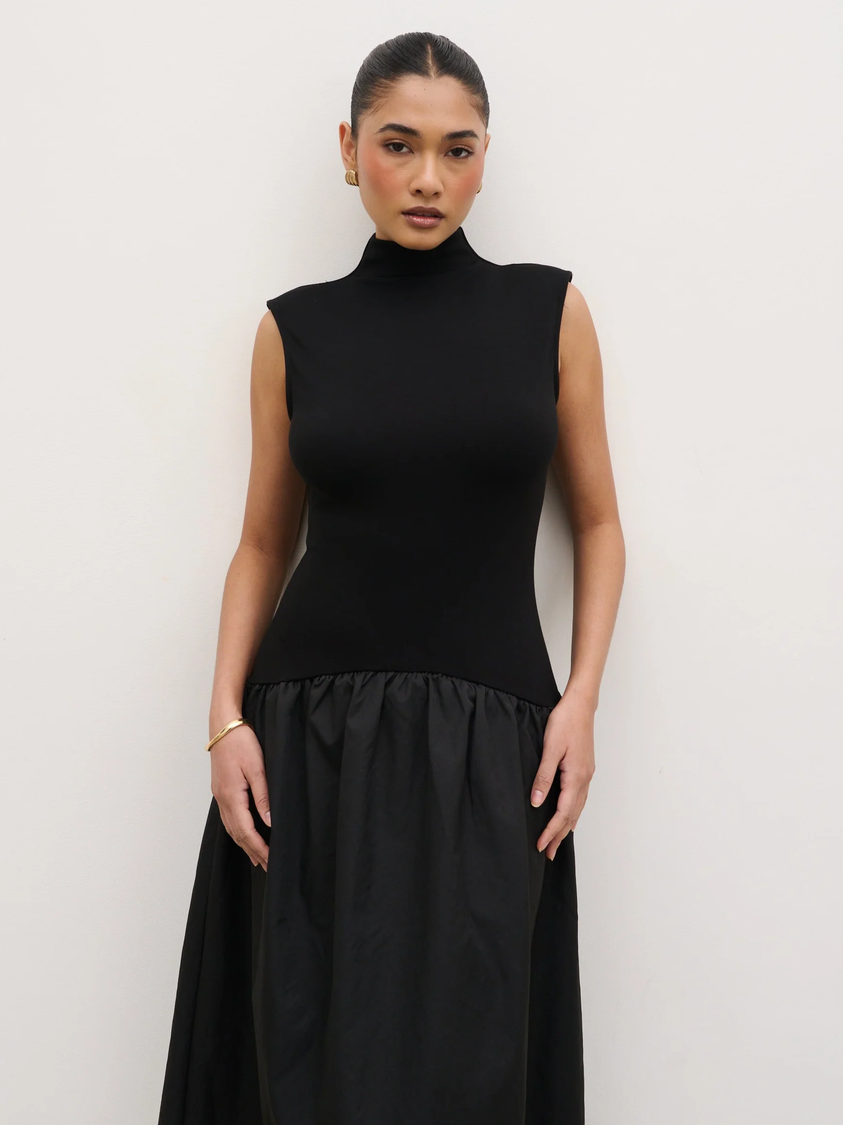 Naia Drop Waist Sleeveless Midaxi Dress - Black - Image 3