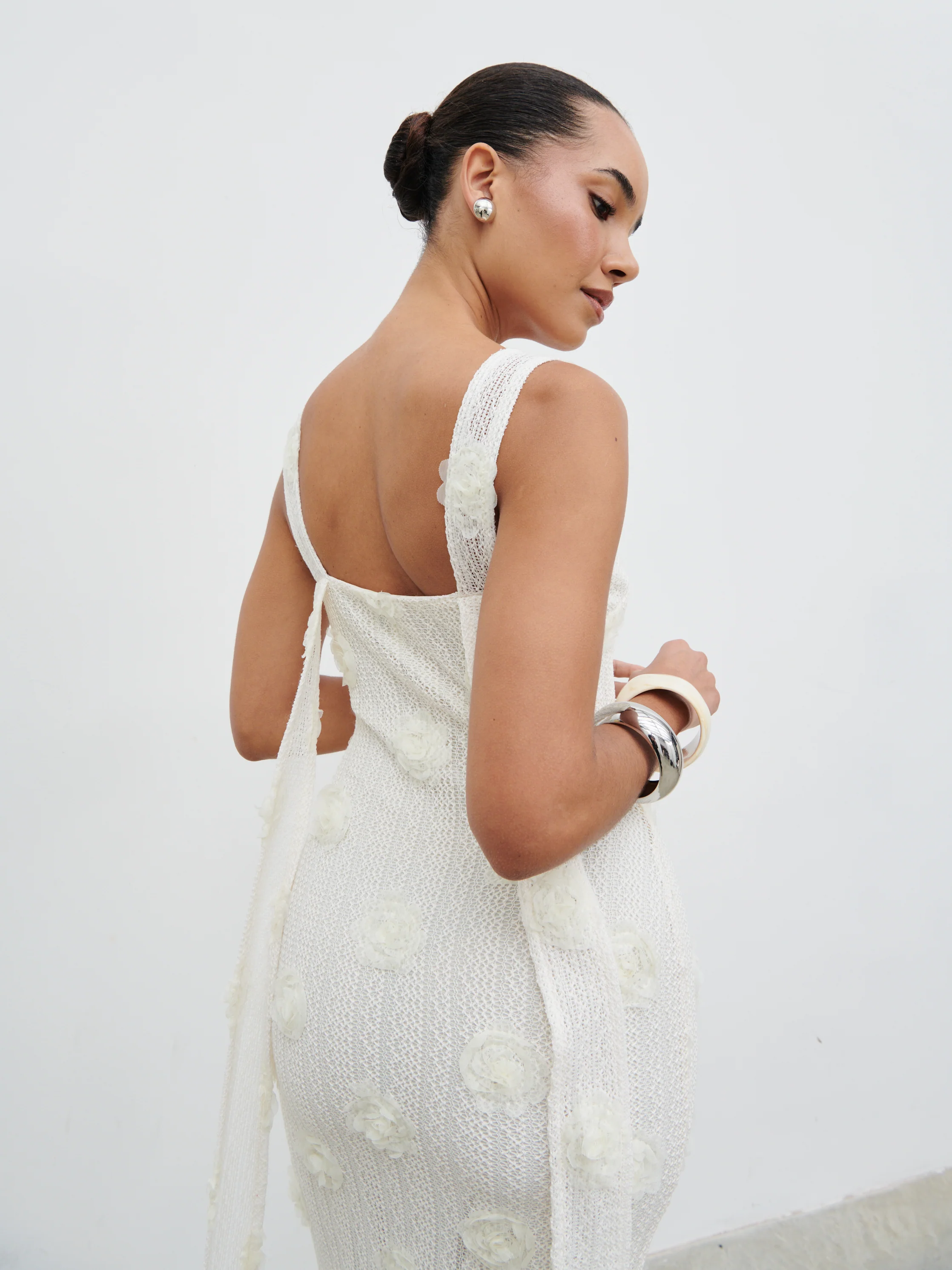 Nancie Floral Maxi Dress - Cream - Image 3