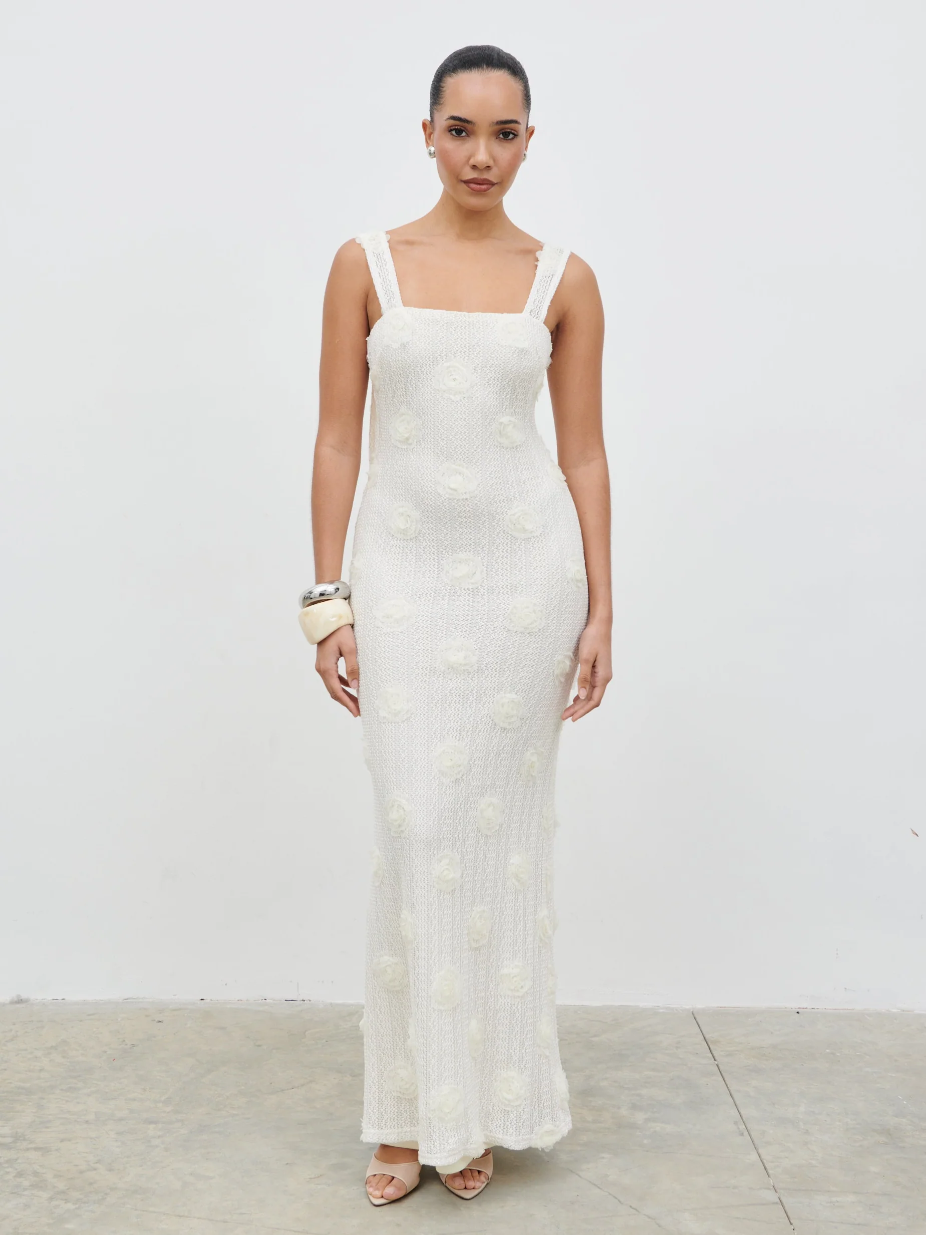Nancie Floral Maxi Dress - Cream - Image 4