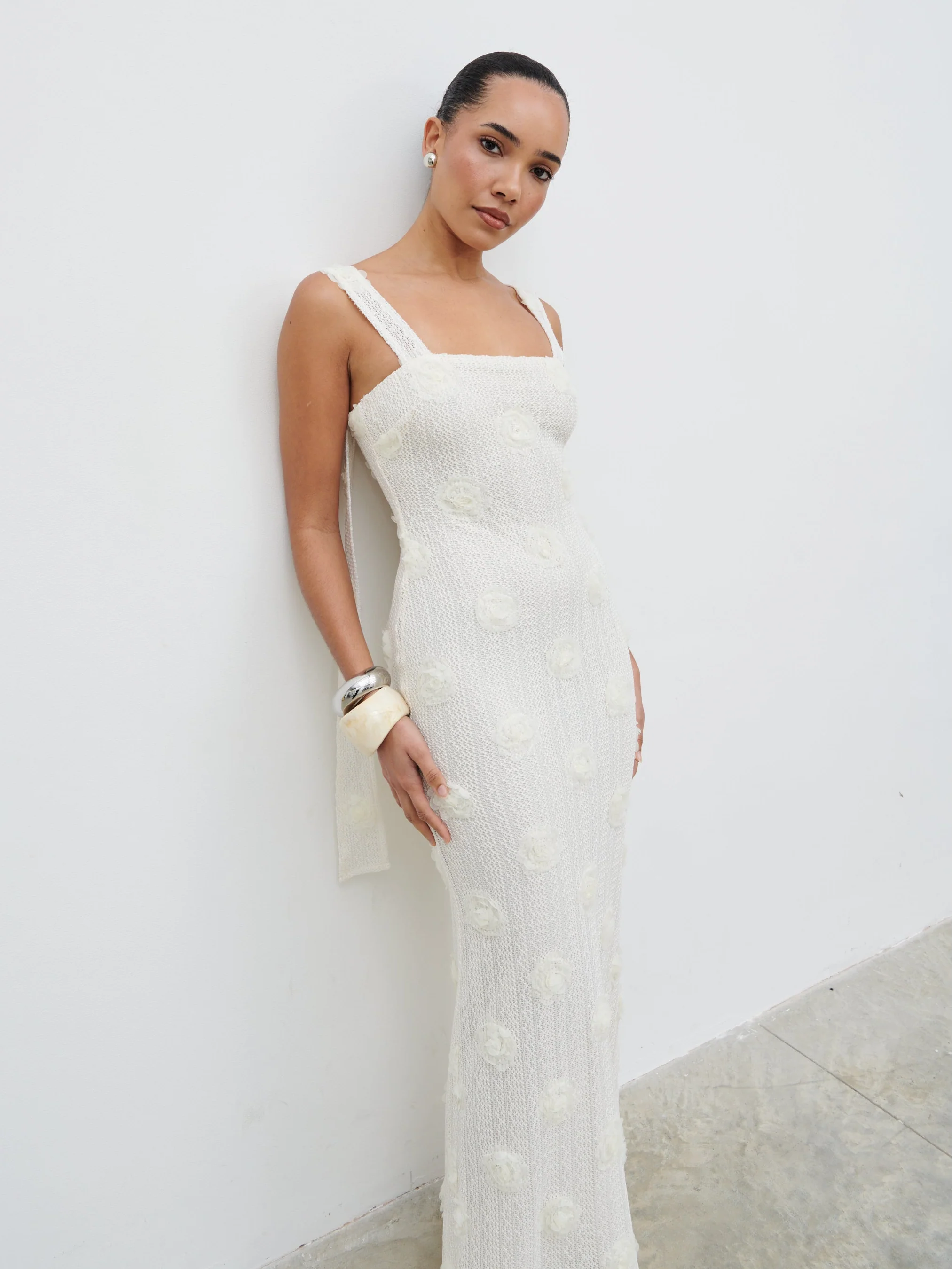 Nancie Floral Maxi Dress - Cream - Image 5