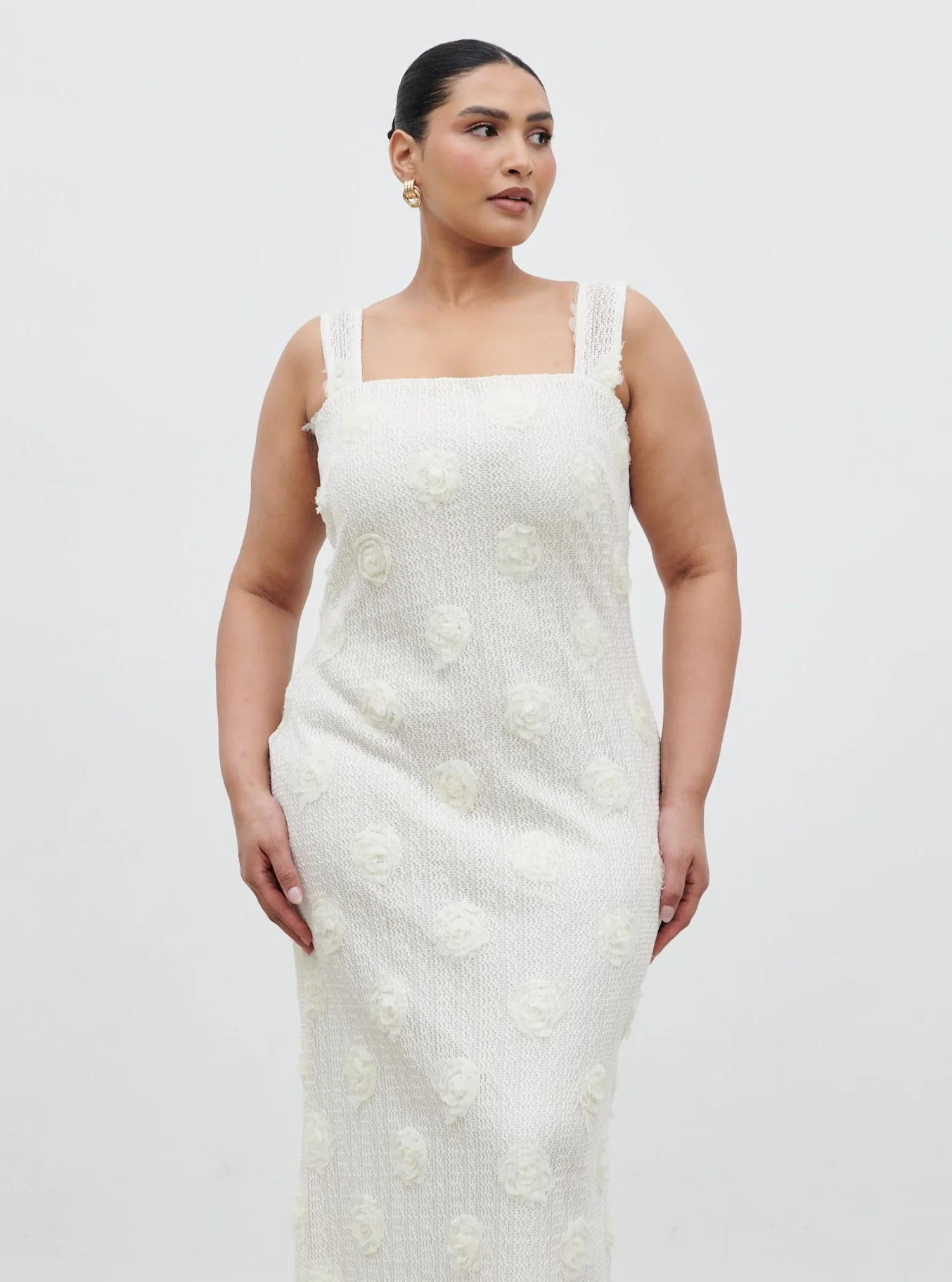 Nancie Floral Maxi Dress Curve - Cream - Image 2