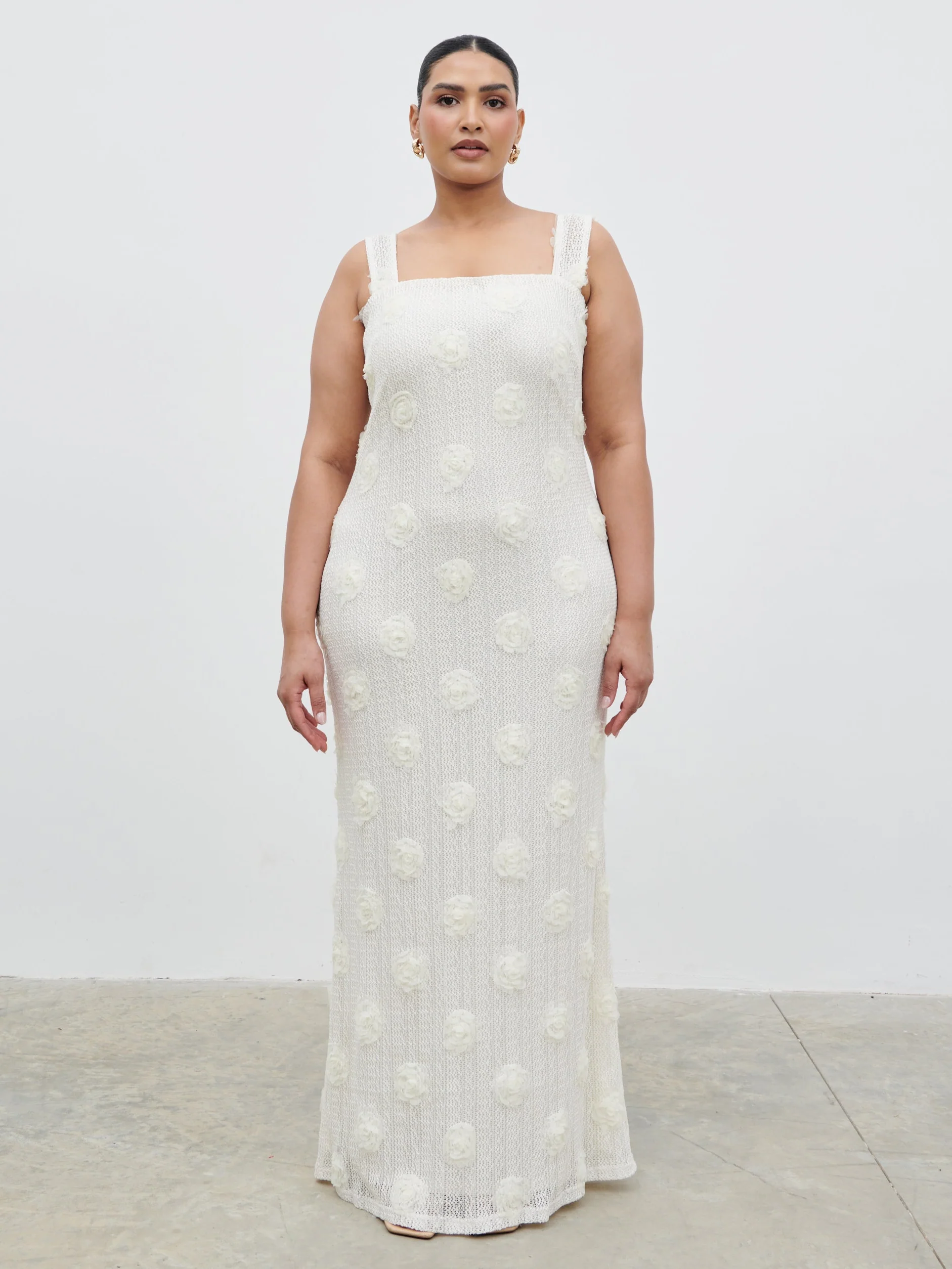Nancie Floral Maxi Dress Curve - Cream - Image 6