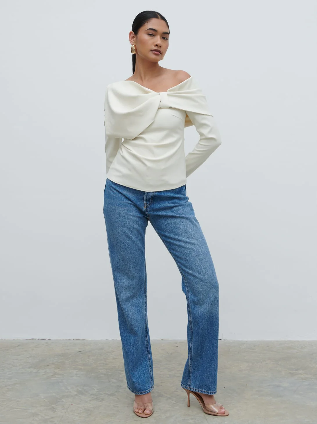Naomi Exaggerated Bow Top - Cream - Image 2