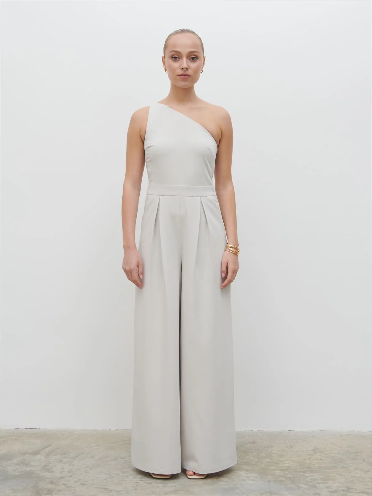 Natalie One Shoulder Jumpsuit - Stone - Image 3