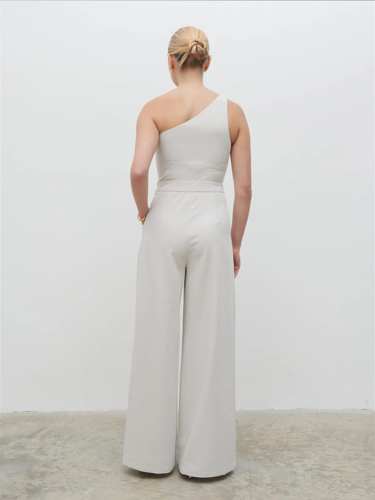 Natalie One Shoulder Jumpsuit - Stone - Image 4