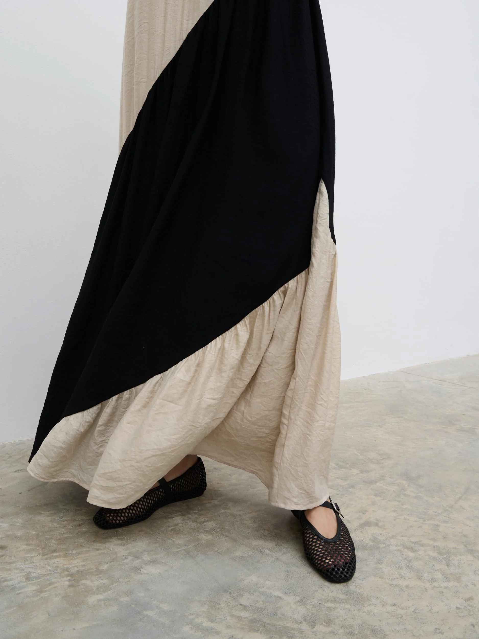 Neah Stripe Maxi Dress - Beige and Black - Image 3