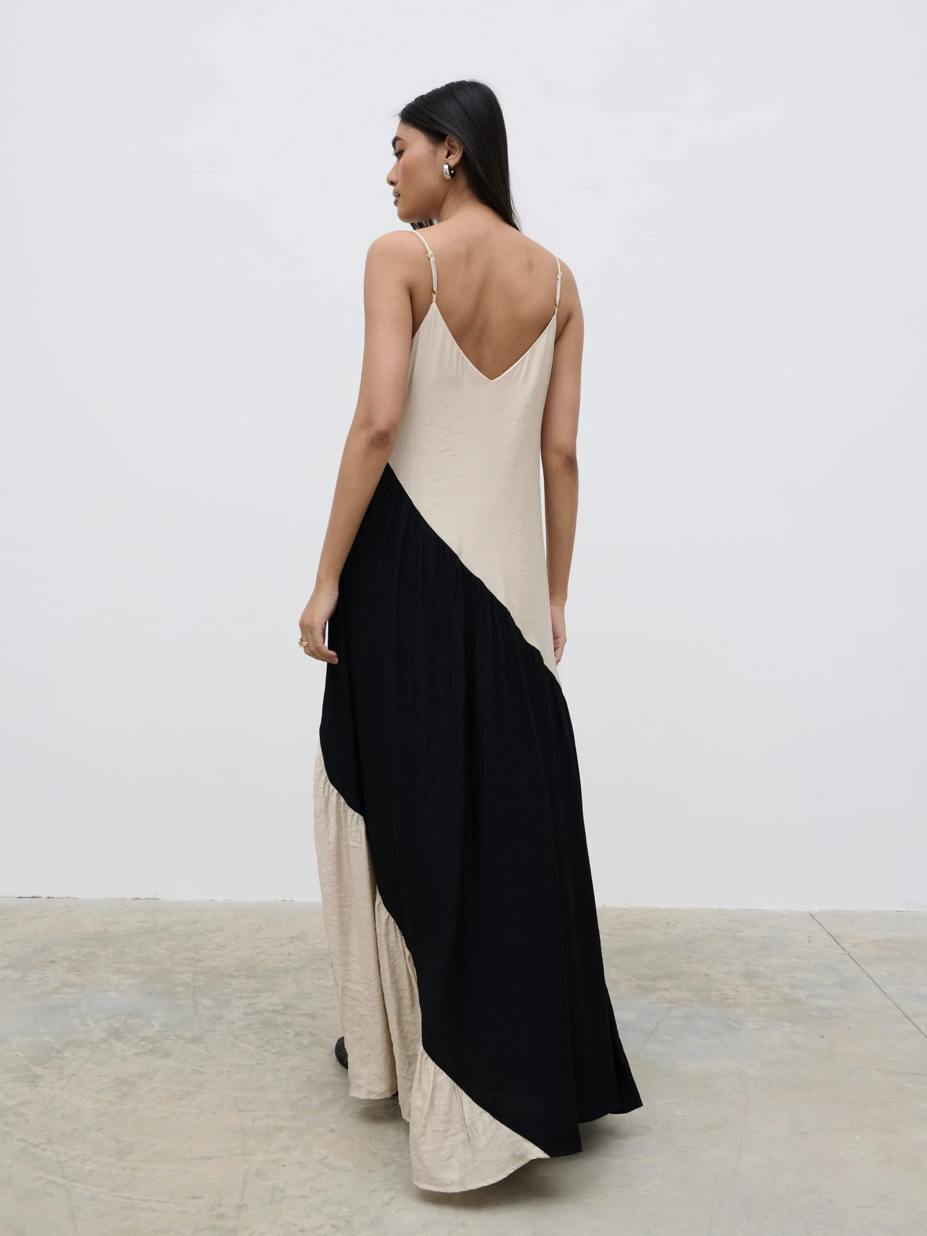 Neah Stripe Maxi Dress - Beige and Black - Image 4