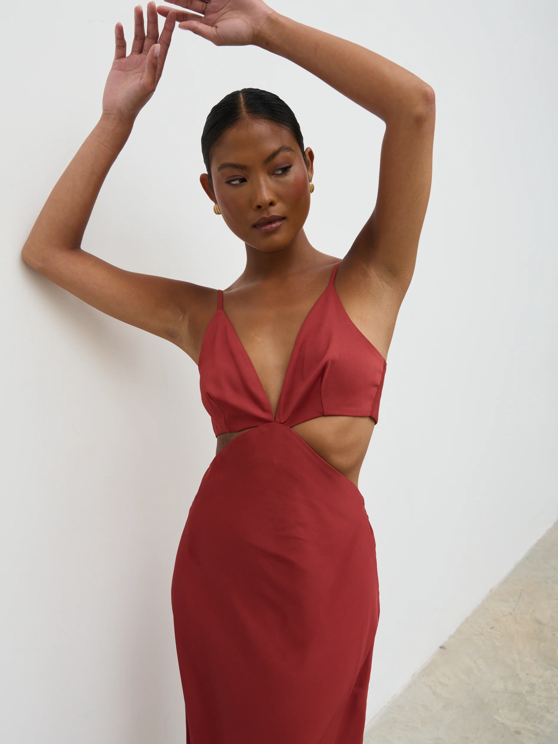 Nellie Cut Out Maxi Dress - Rust - Image 3