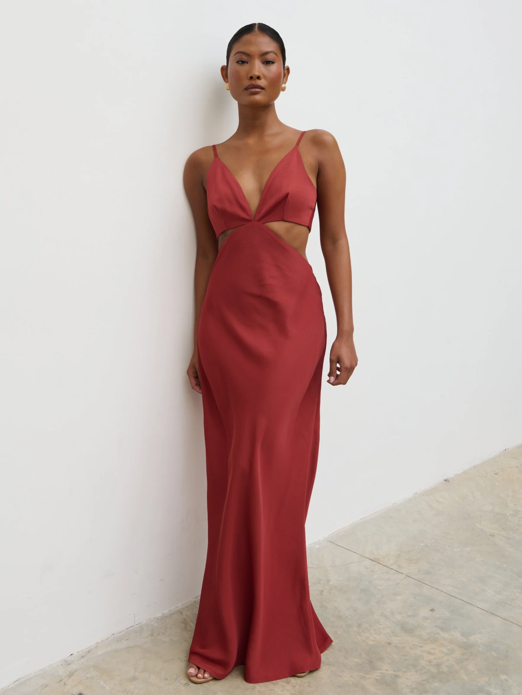Nellie Cut Out Maxi Dress - Rust - Image 4