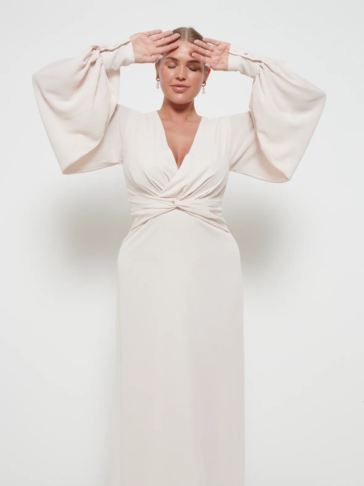 Nellie Knot Maxi Bridesmaid Dress - Champagne - Image 2