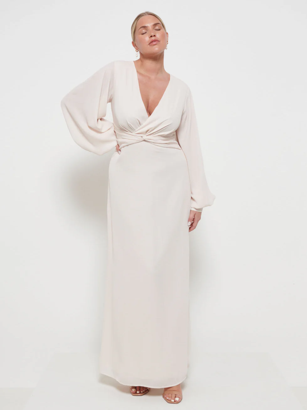 Nellie Knot Maxi Bridesmaid Dress - Champagne - Image 4