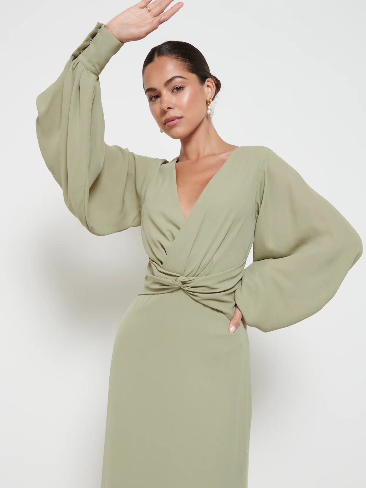 Nellie Knot Maxi Bridesmaid Dress - Olive - Image 2
