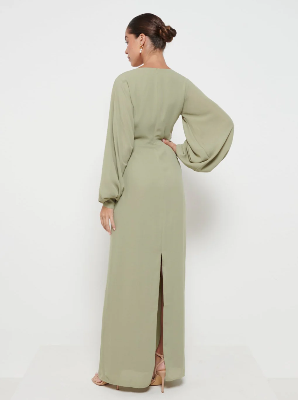 Nellie Knot Maxi Bridesmaid Dress - Olive - Image 3