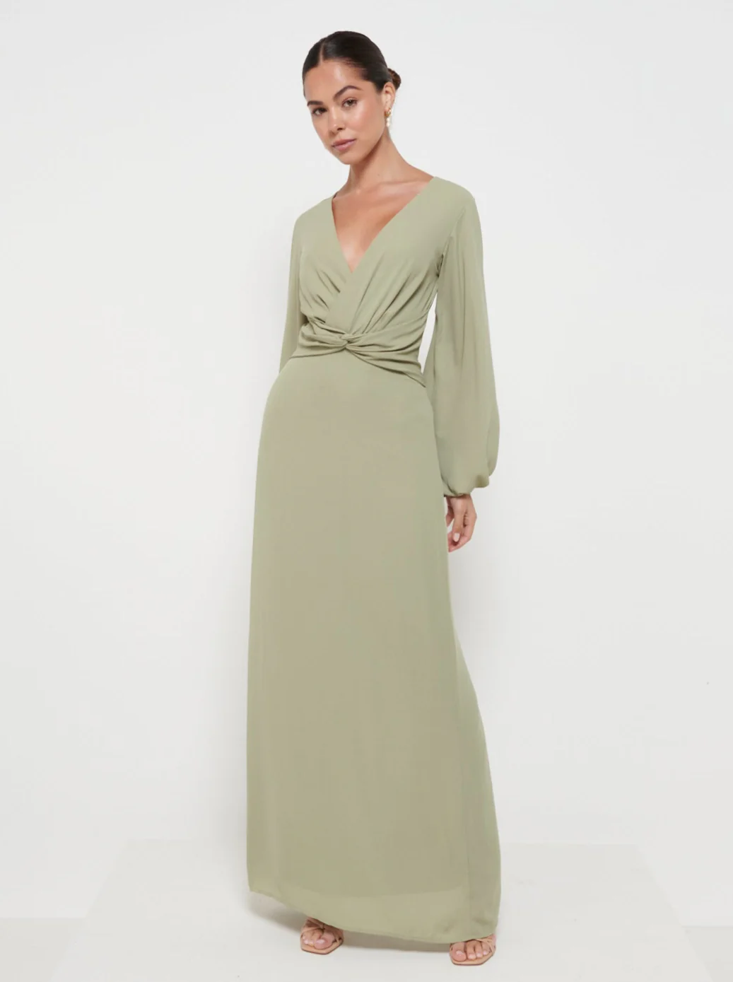 Nellie Knot Maxi Bridesmaid Dress - Olive - Image 4