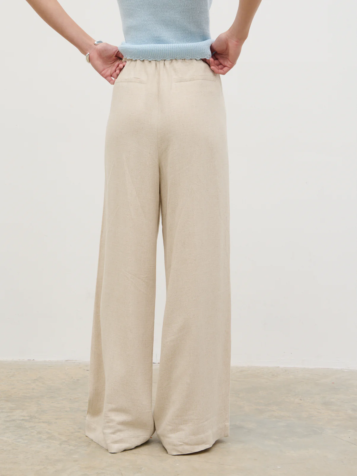 Nessa Wide Leg Linen Blend Trousers - Natural - Image 5