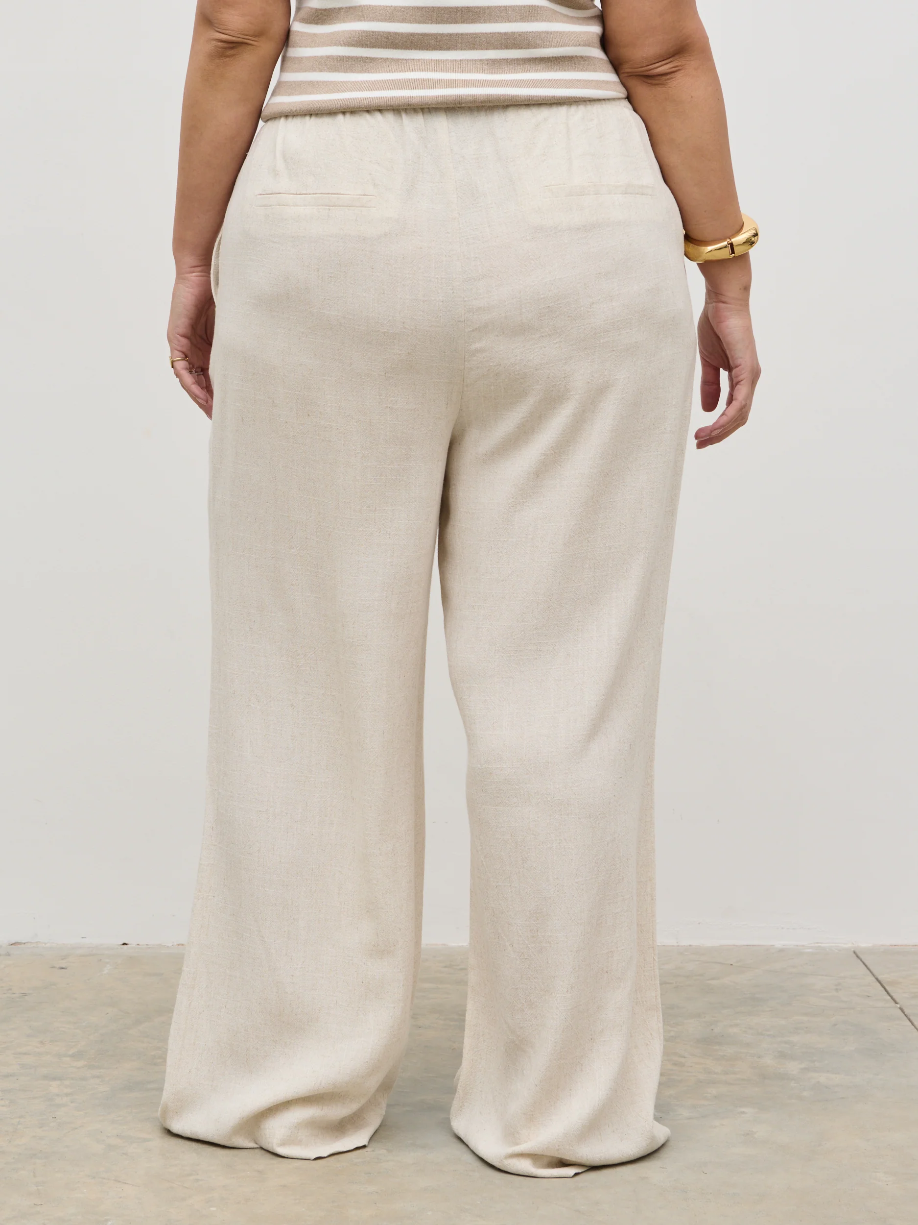 Nessa Drawstring Linen Blend Trousers Curve - Natural - Image 6