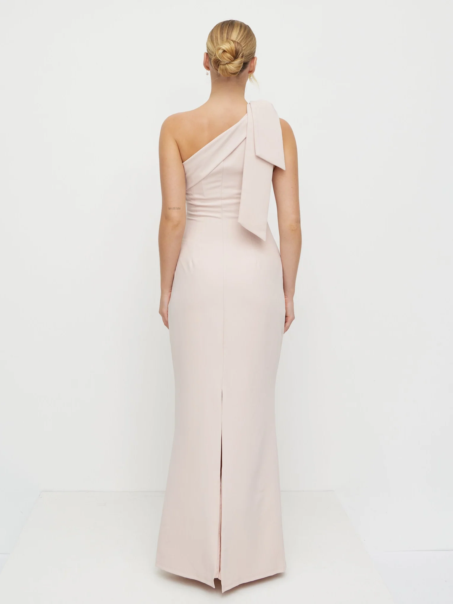 Nevaeh One Shoulder Crepe Maxi Dress - Blush - Image 6
