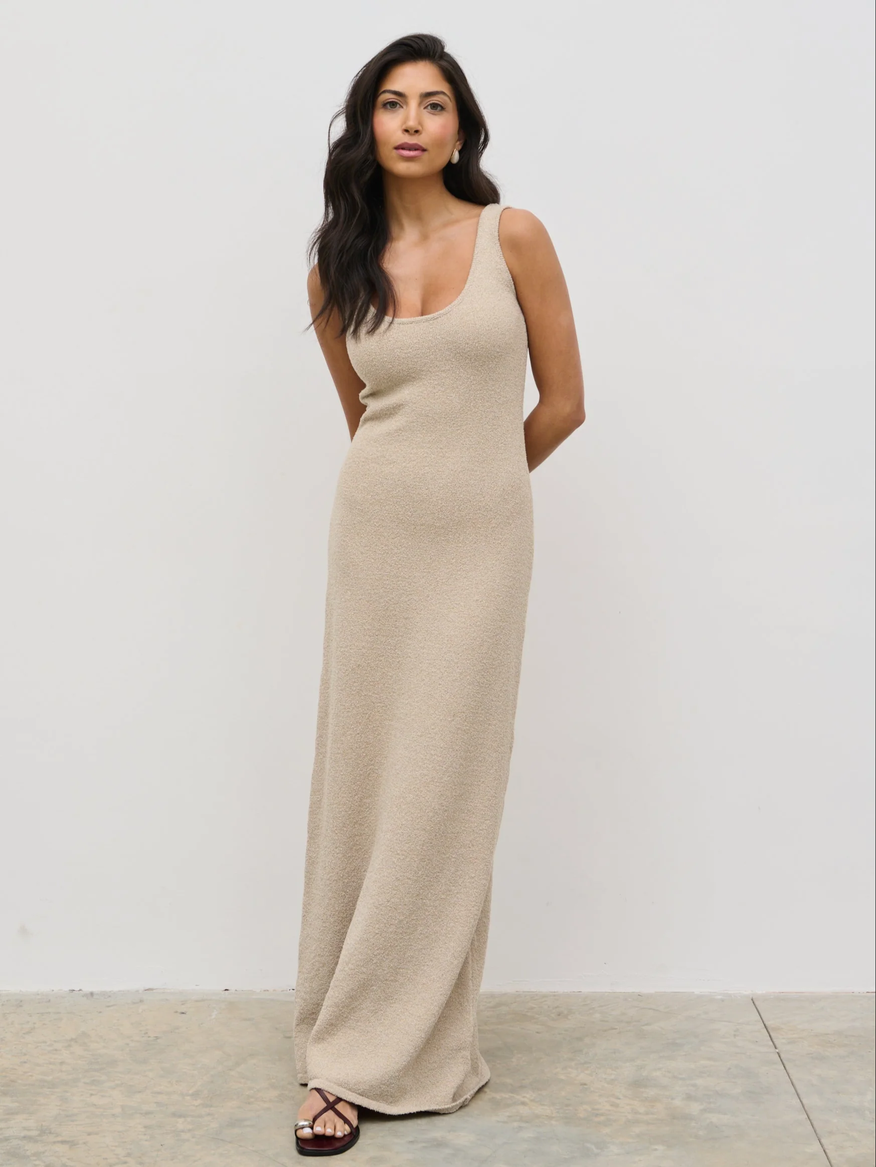 Nora Boucle Knit Maxi Dress - Stone - Image 5