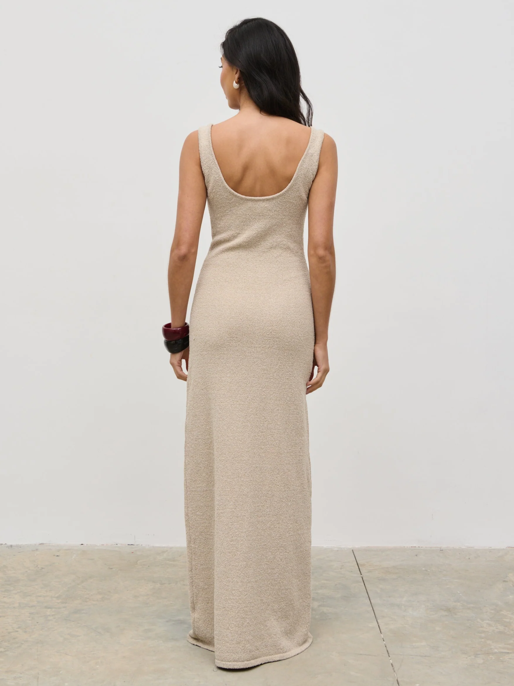 Nora Boucle Knit Maxi Dress - Stone - Image 6