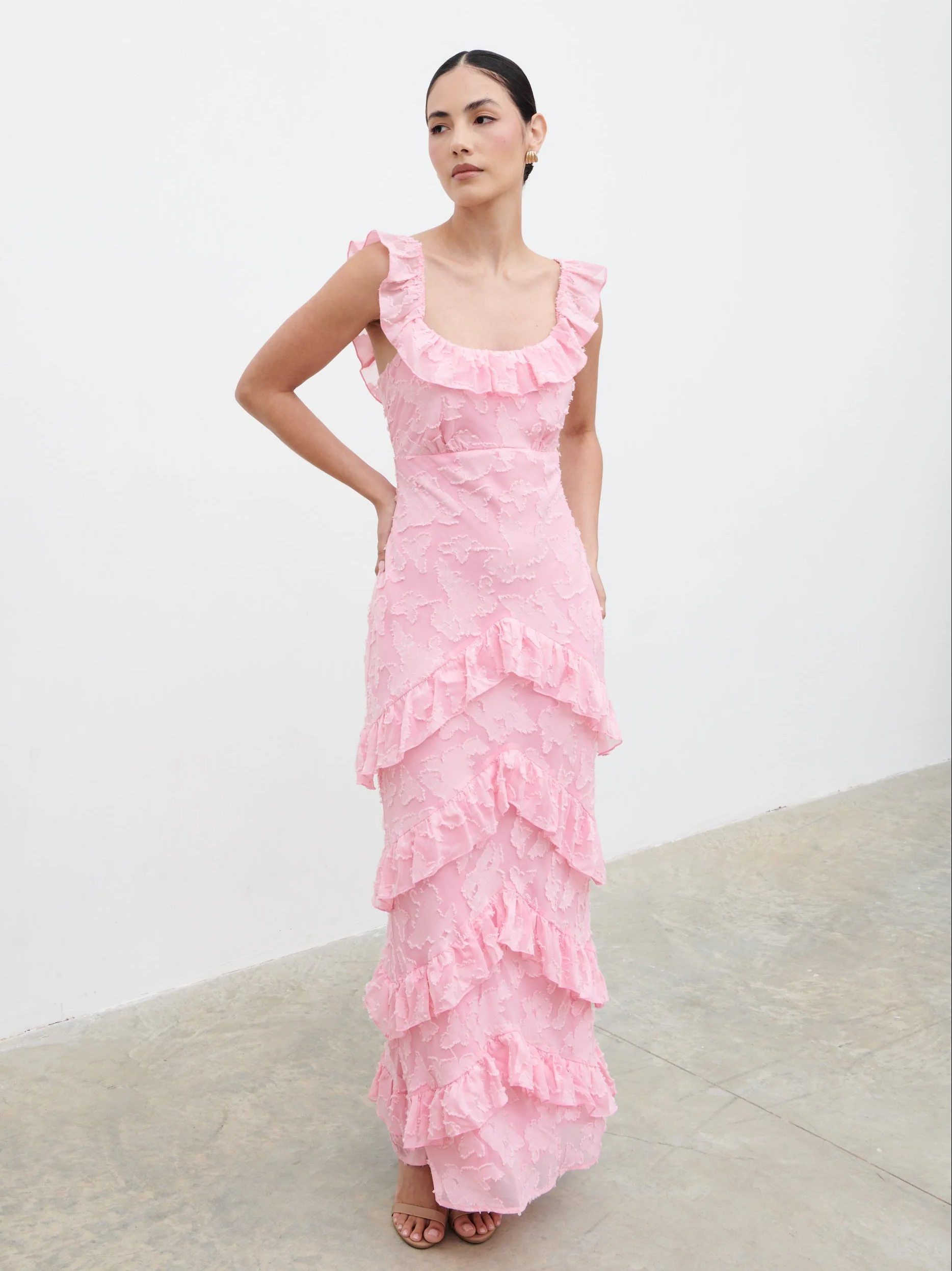 Novie Ruffle Maxi Dress - Posie Pink - Image 3