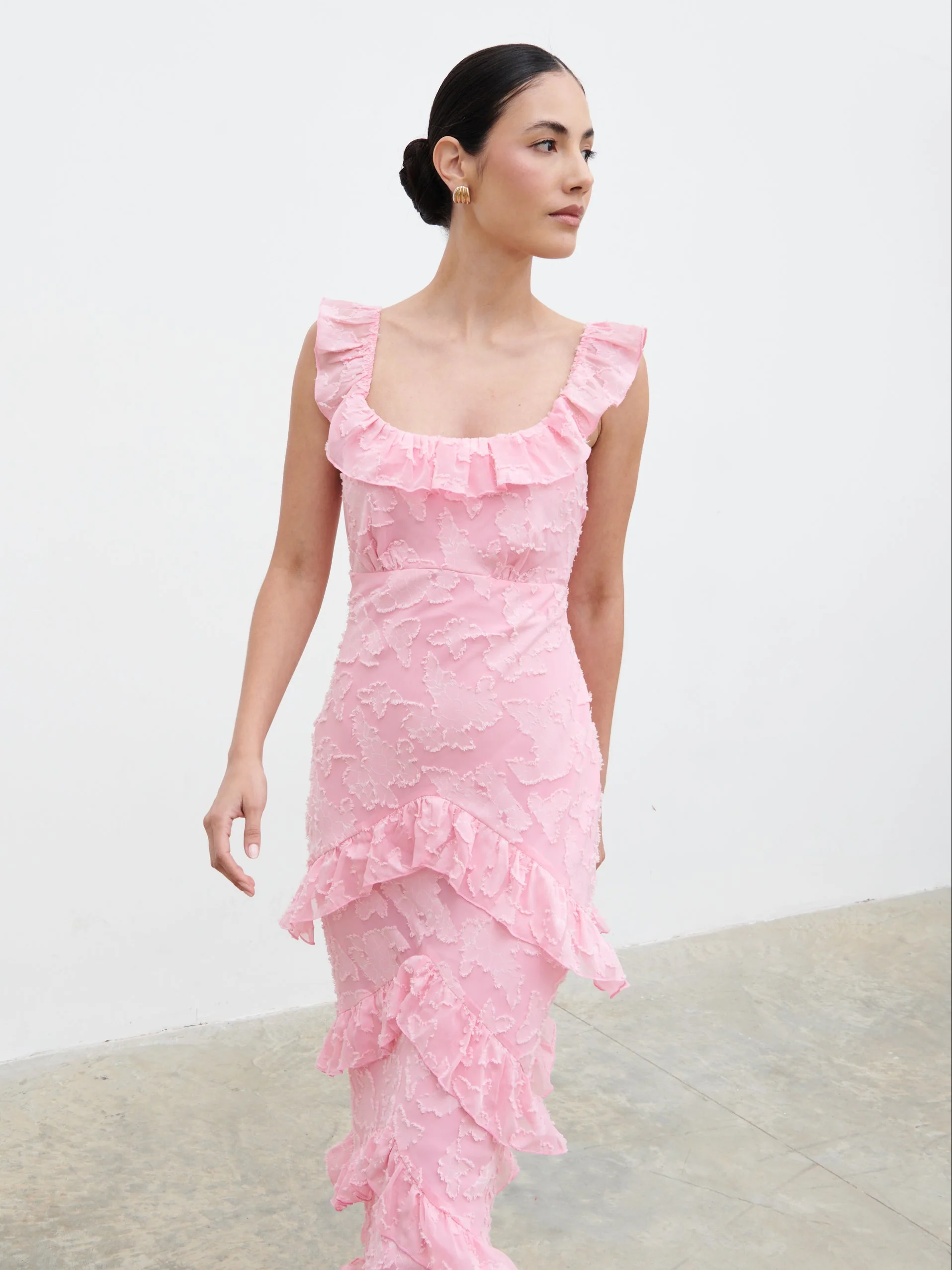 Novie Ruffle Maxi Dress - Posie Pink - Image 4