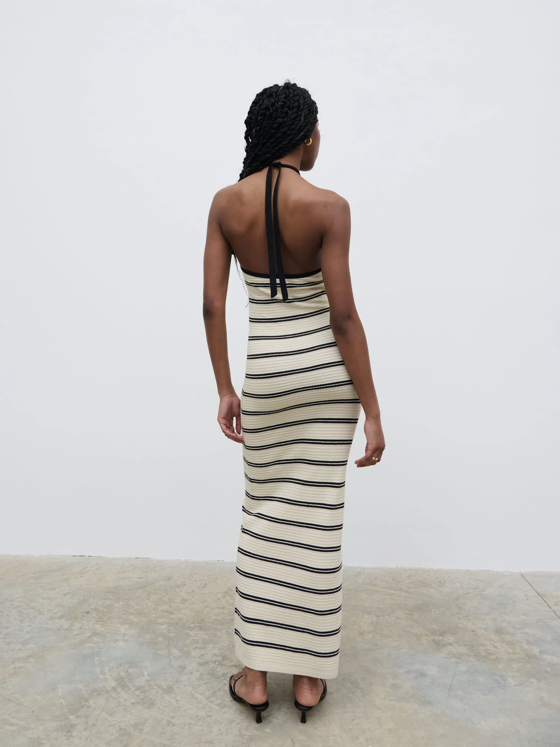 Octavia Contrast Stripe Knit Maxi Dress - Cream - Image 4