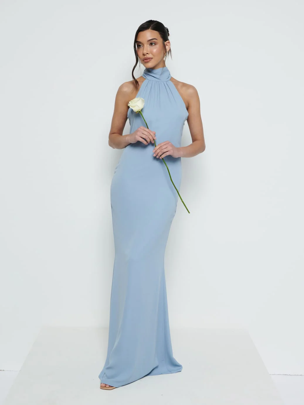 Odelle Chiffon Maxi Bridesmaid Dress - Dusty Blue - Image 4