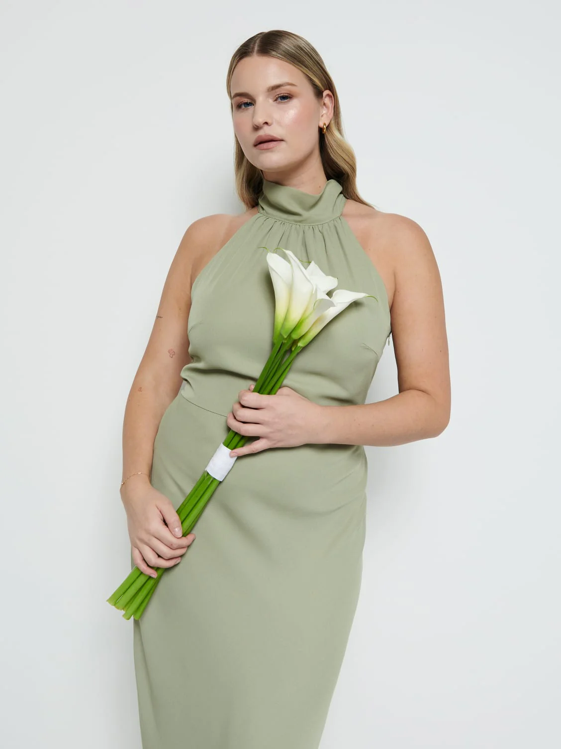 Odelle Tie Back Chiffon Maxi Bridesmaid Dress - Olive - Image 2