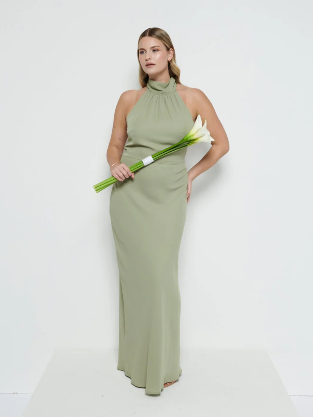 Odelle Tie Back Chiffon Maxi Bridesmaid Dress - Olive - Image 4