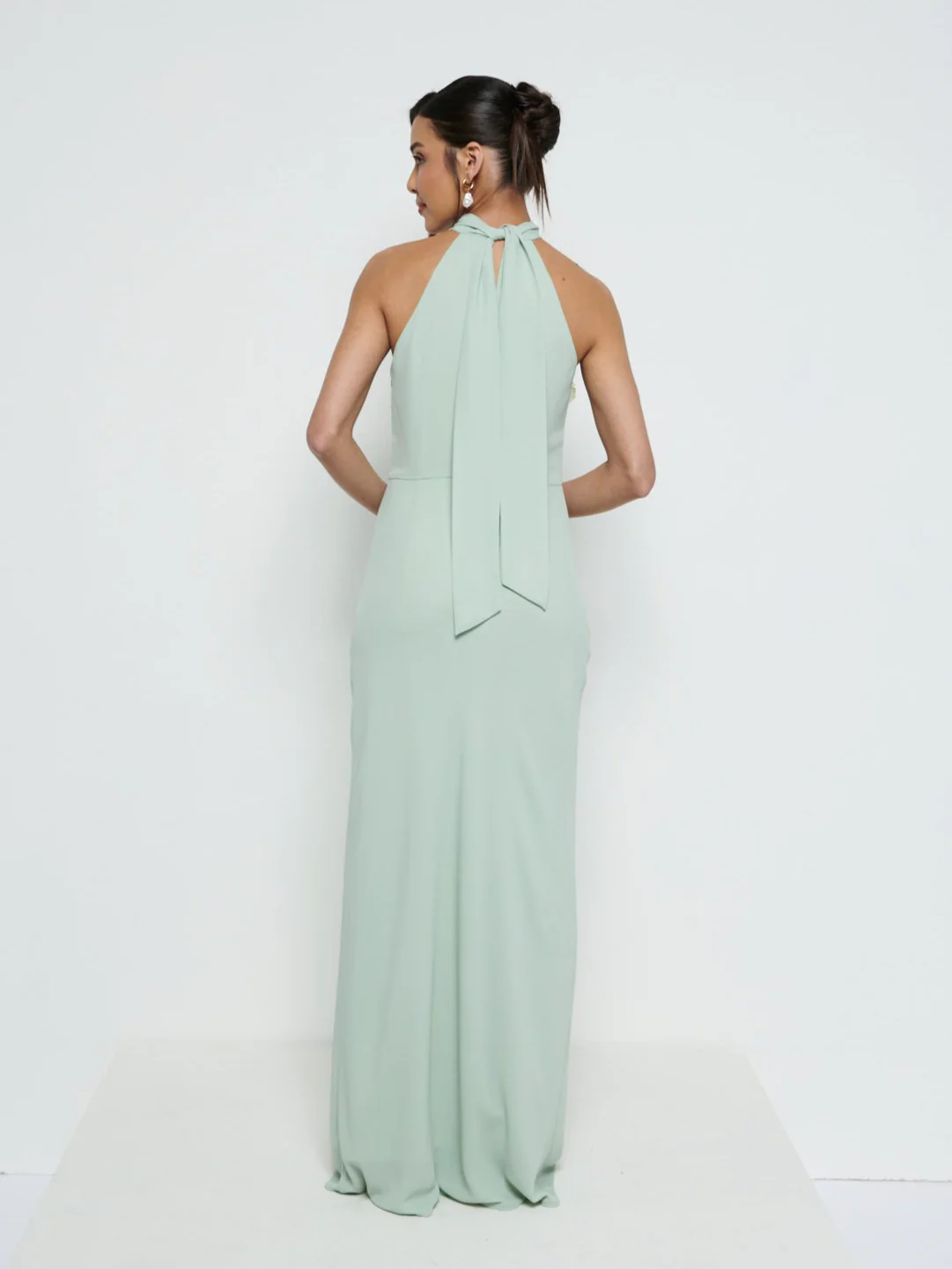 Odelle Tie Back Chiffon Maxi Bridesmaid Dress - Sage - Image 3