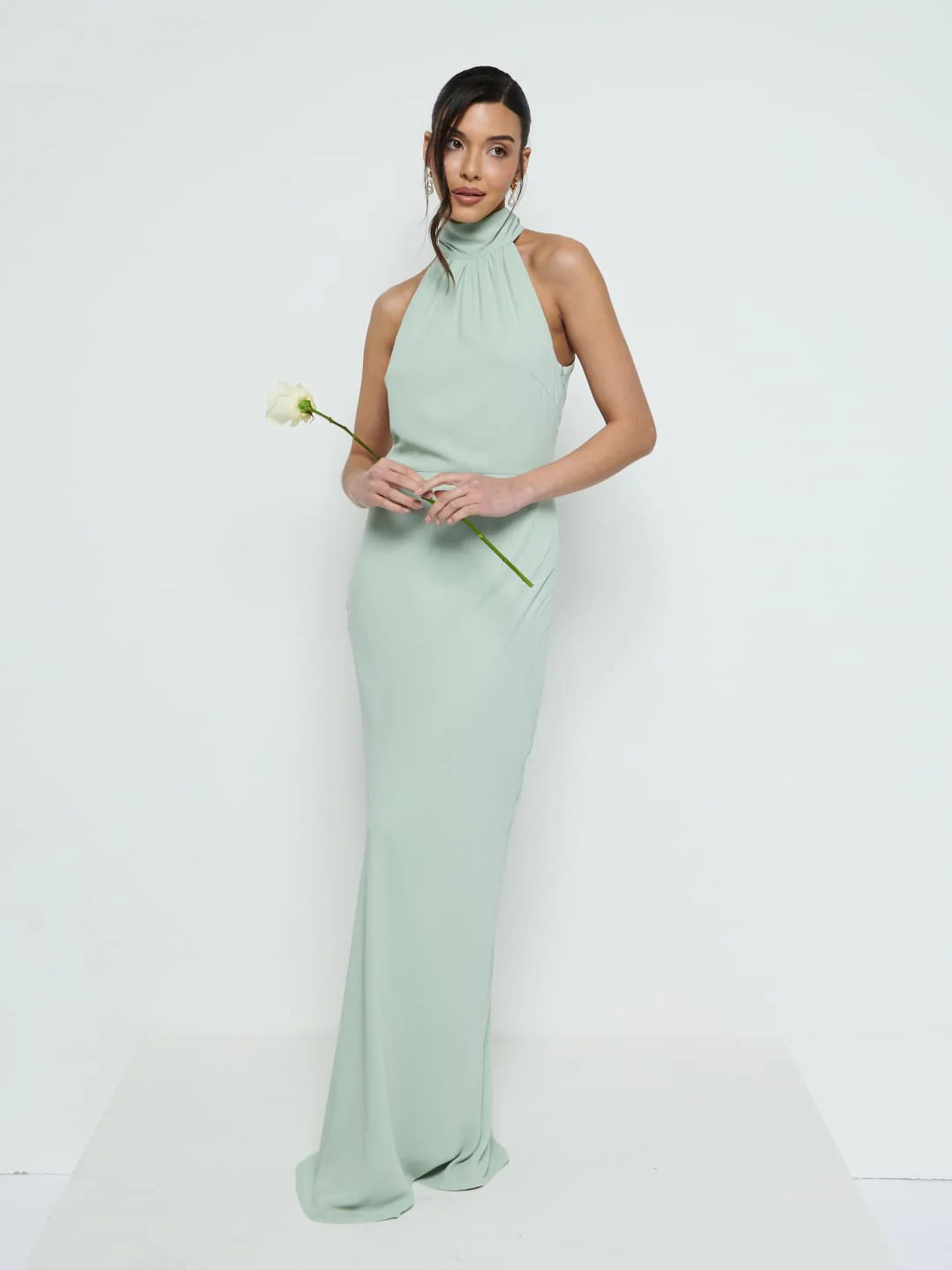 Odelle Tie Back Chiffon Maxi Bridesmaid Dress - Sage - Image 4