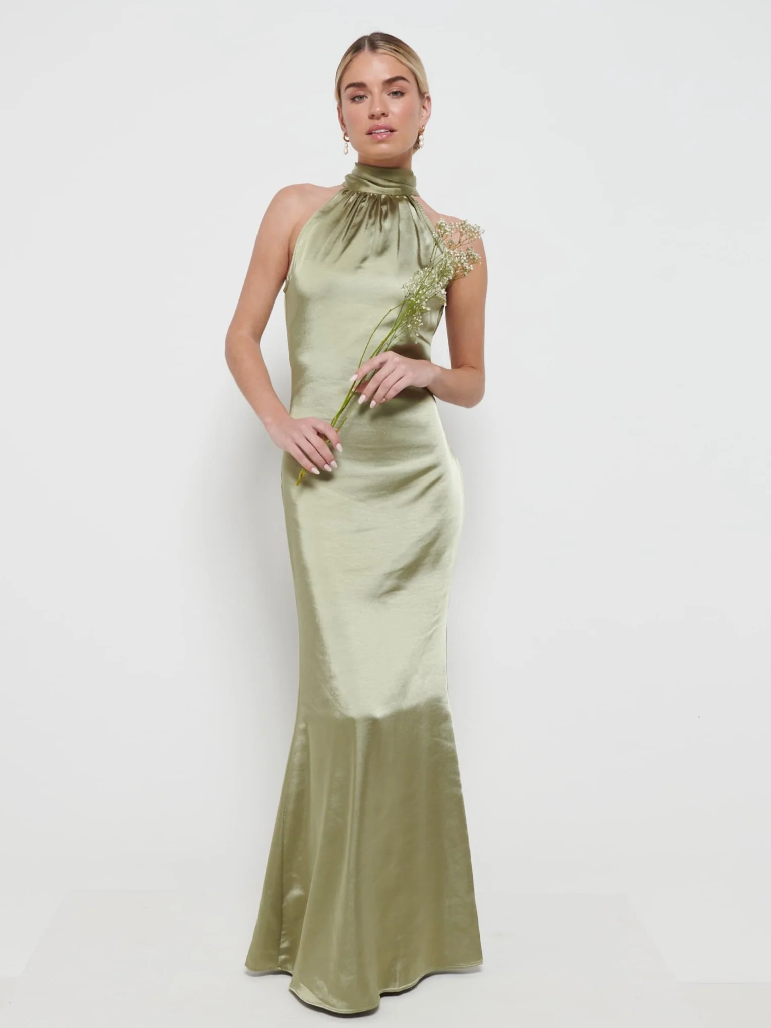 Odelle Maxi Bridesmaid Dress - Matte Olive - Image 3