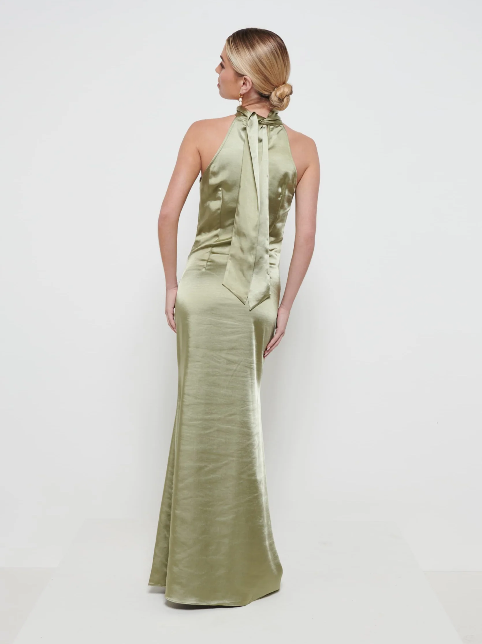 Odelle Maxi Bridesmaid Dress - Matte Olive - Image 5