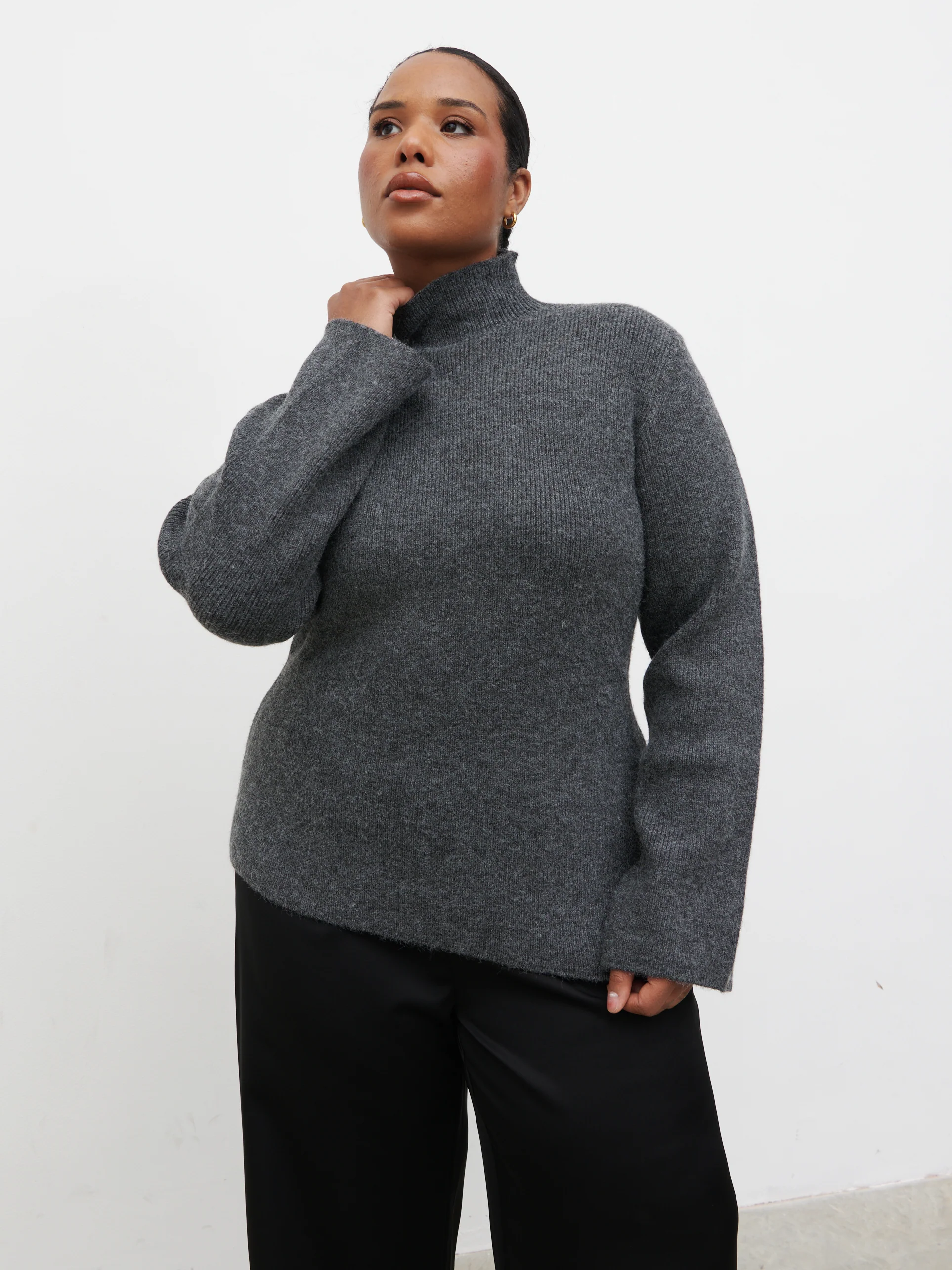 Odyssey A-Line Knit Jumper Curve - Charcoal - Image 2