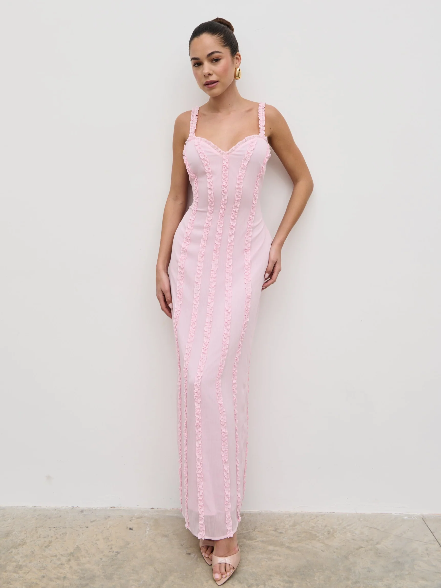 Ola Sweetheart Frill Maxi Dress - Peony Pink - Image 5