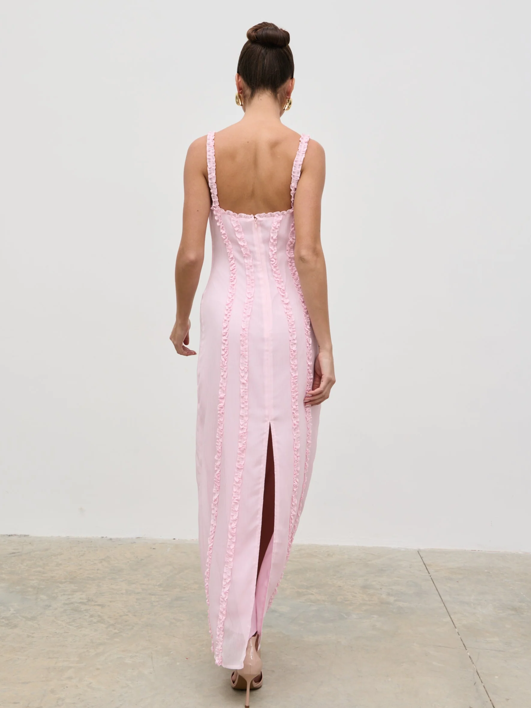 Ola Sweetheart Frill Maxi Dress - Peony Pink - Image 6