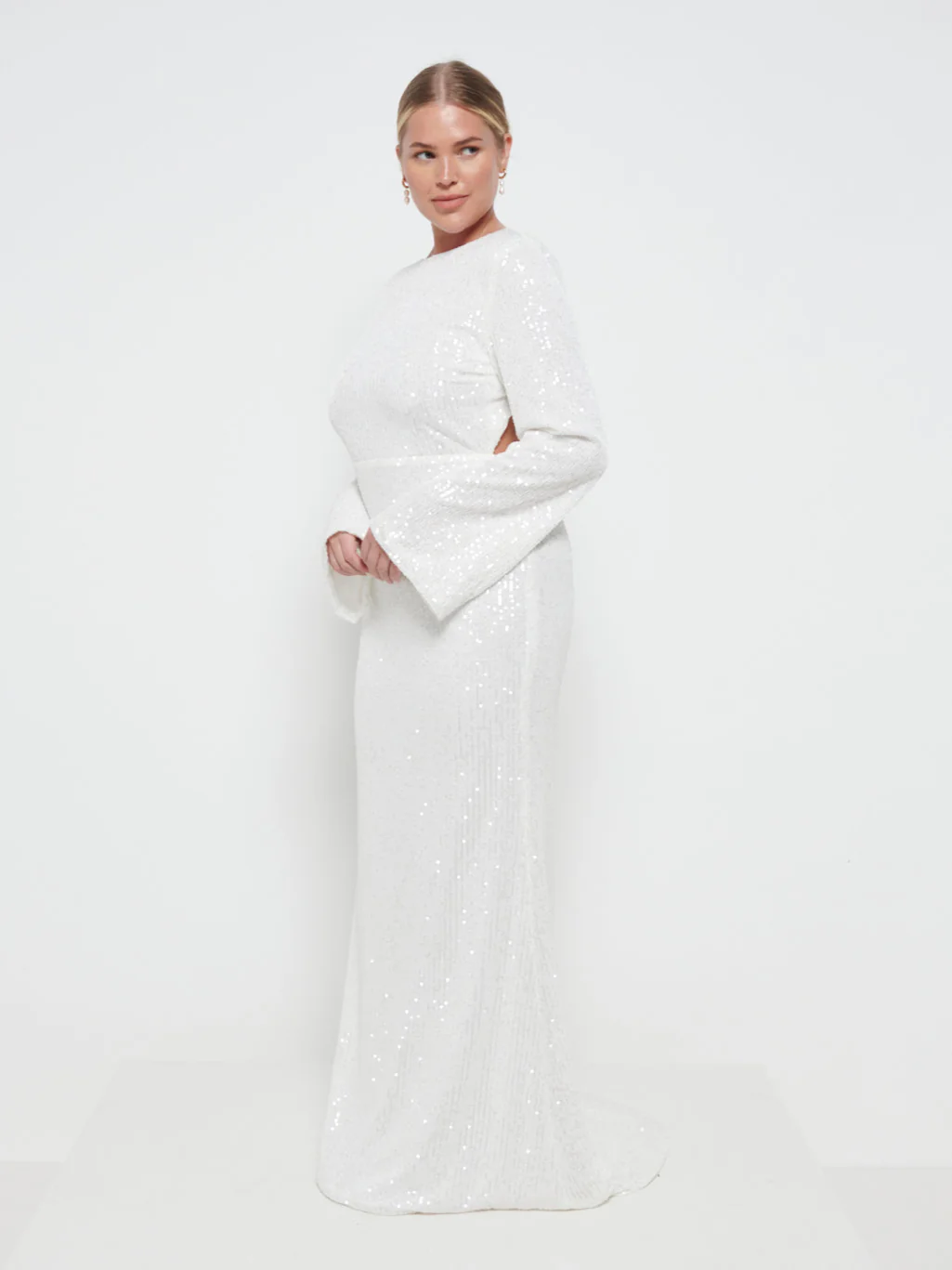Olivia Sequin Backless Maxi Dress - Ivory - Image 3