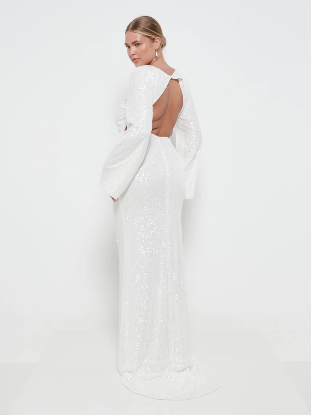Olivia Sequin Backless Maxi Dress - Ivory - Image 4