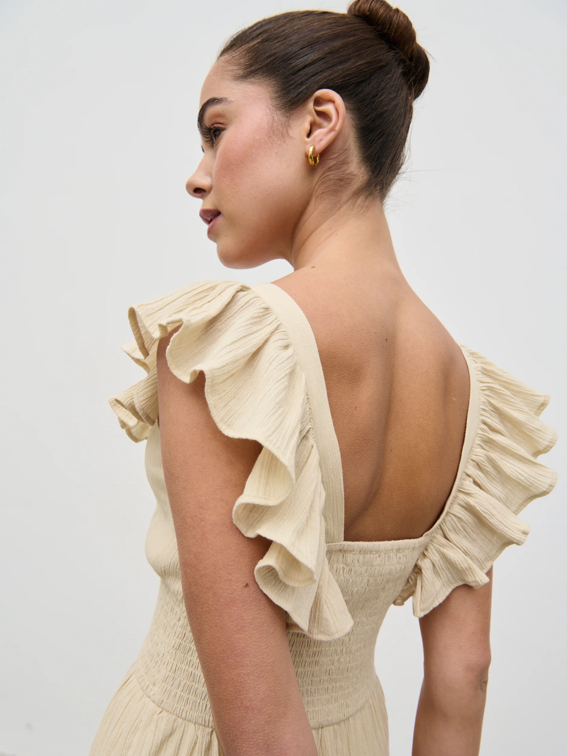 Opal Ruffle Maxi Dress - Beige - Image 4